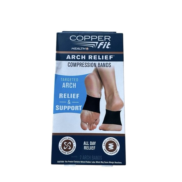 Copper Fit Health Arch Relief Compression Bands Set of 2 Arch Wraps Black - Picture 2 of 3